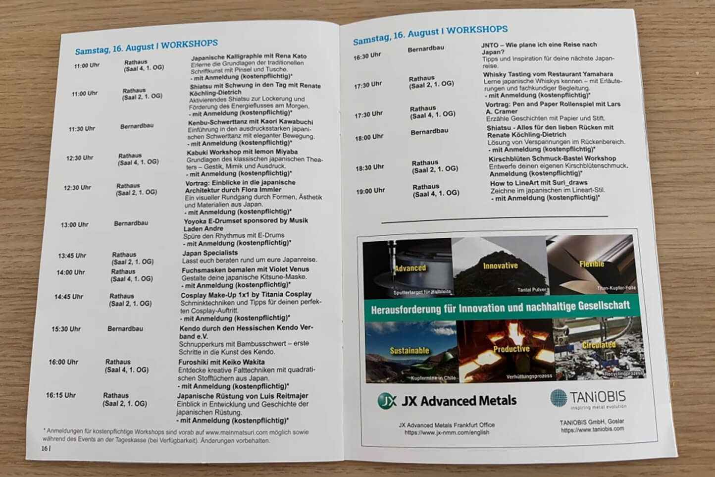 Our company advertisement printed in the official program
